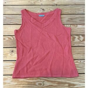 Knitline V Neck Sleeveless Sweater Size Large Women’s Coral